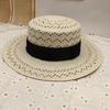 Dale Le Fine Paper Braid Hand-Woven Straw Hat Women'S Summer Visor Ins Wind Hollow Niche Sunscreen Cap