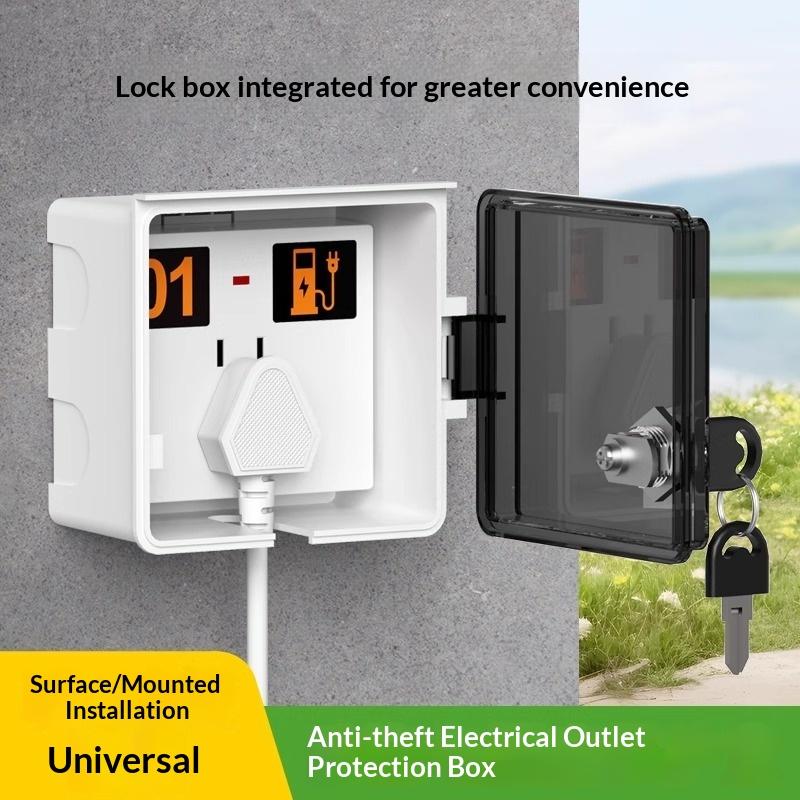 Outdoor Socket Box Anti-Theft Waterproof Cover 86Type Lockable Socket Waterproof Dustproof Box Charging Socket Lock Box