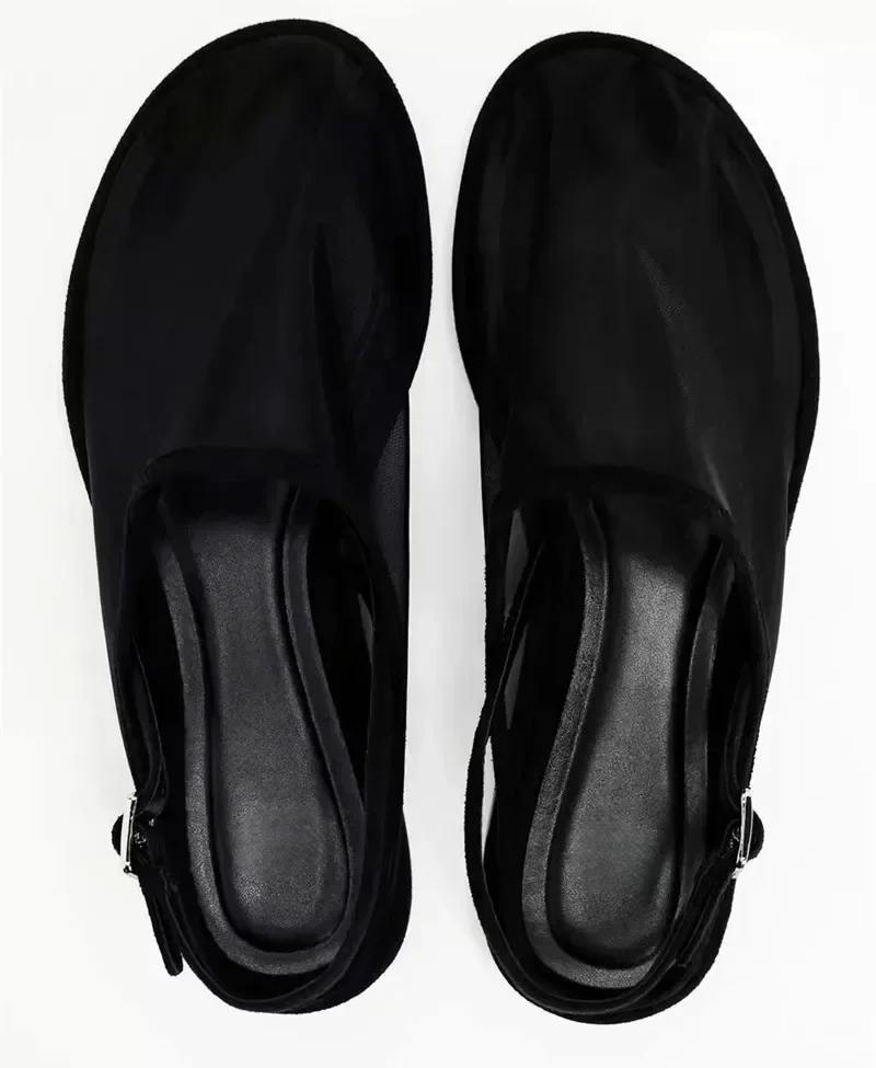 Fashion New Luxury Brand Designer Flat Sandals Women Fashion Back Trip Strap Sandalias Mesh Breathable Summer Casual Slides Mules Shoe