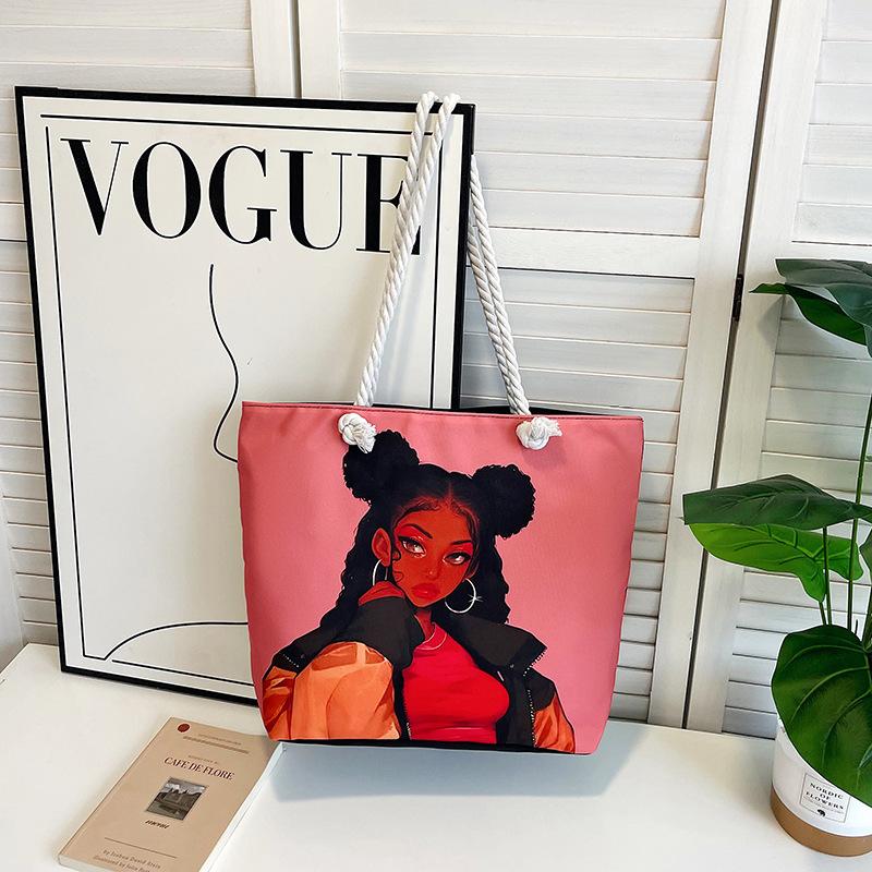 Fashion Versatile Tote Bag New Women's Portable Shopping Bag Creative Women's Printing Aesthetic Beach Bag Women