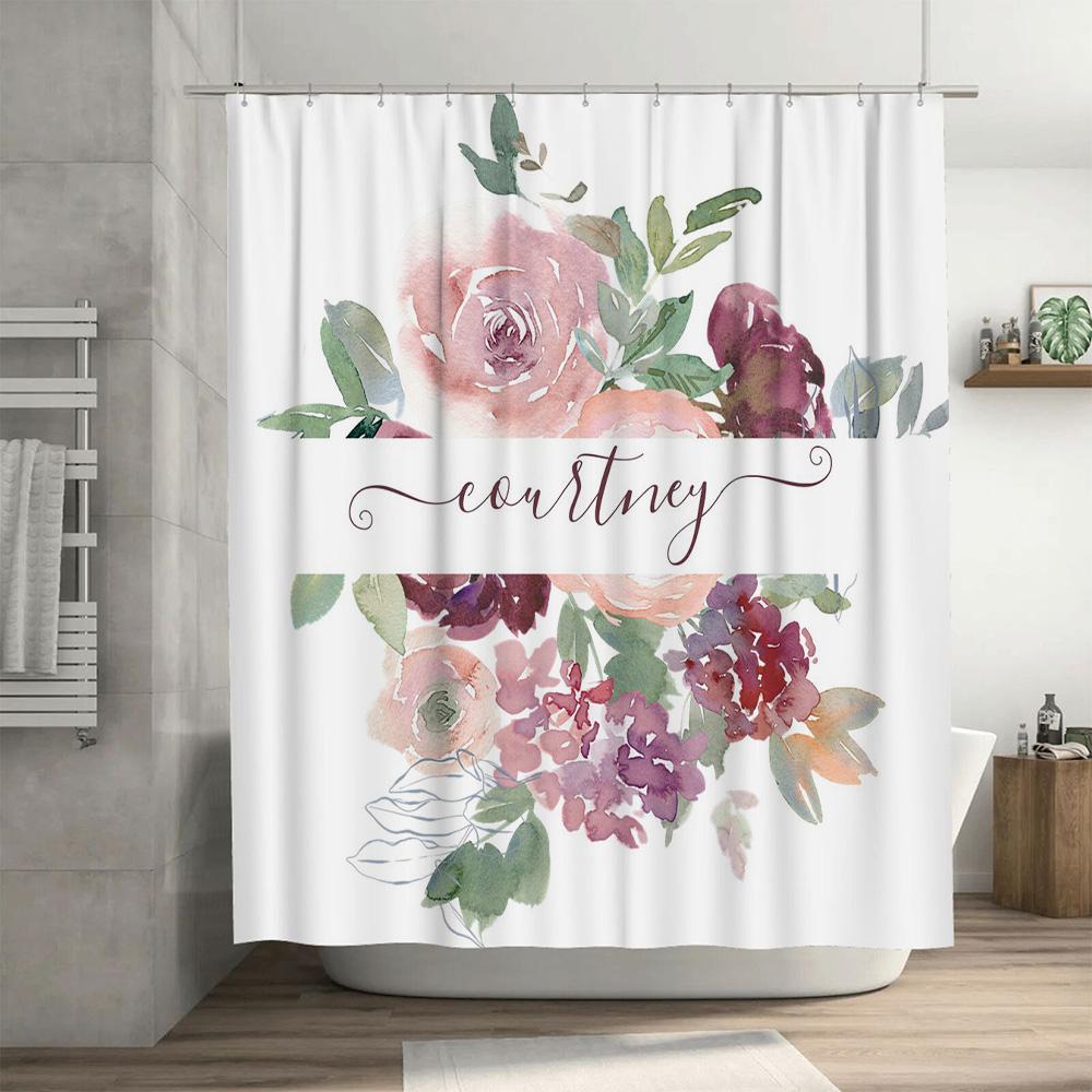 Colorful Shower Curtain 3D Printed Bath Decor – Flower Pattern Fabric For Bathroom Showers