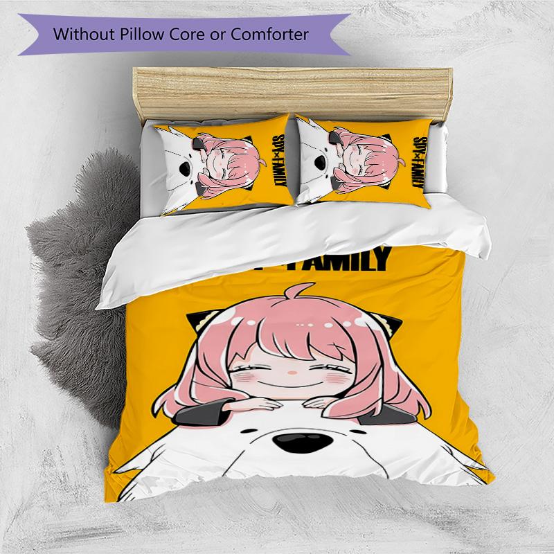 3pcs Spy Play Anya pattern bedding set duvet cover set includes duvet cover &pillowcases,perfect all season bedroom decoration&gift