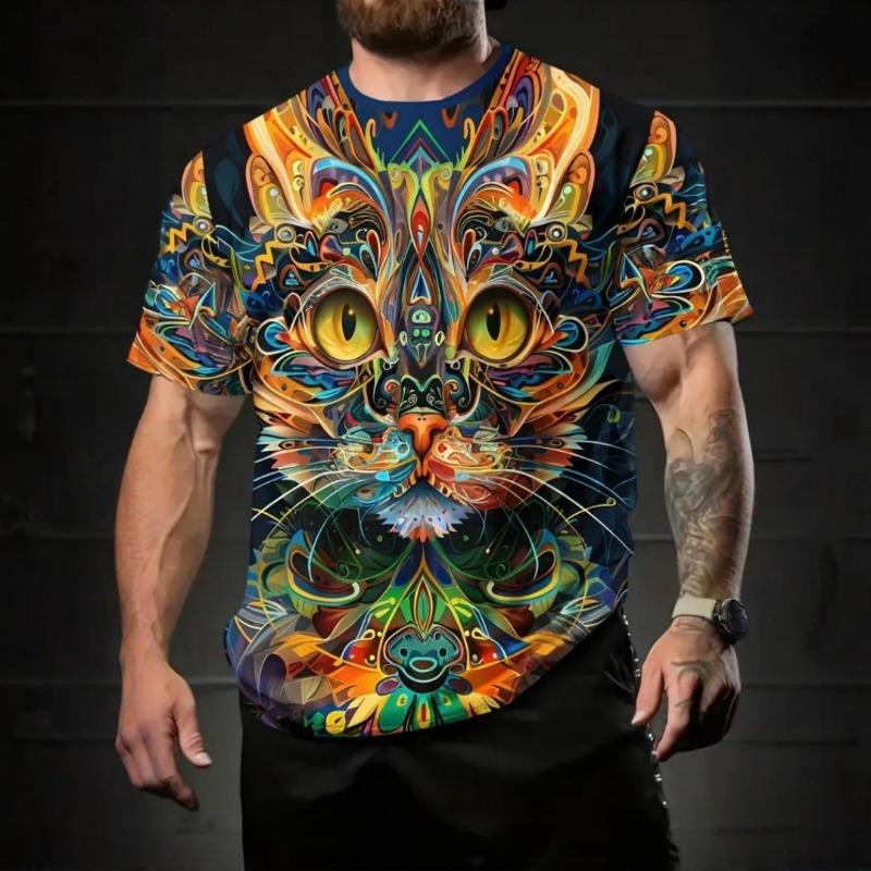 Men's T-shirt Summer Outdoor Casual Round Neck Short Sleeve Top 3D Animal Printed Patterns Large OverSize Loose Men's Clothing