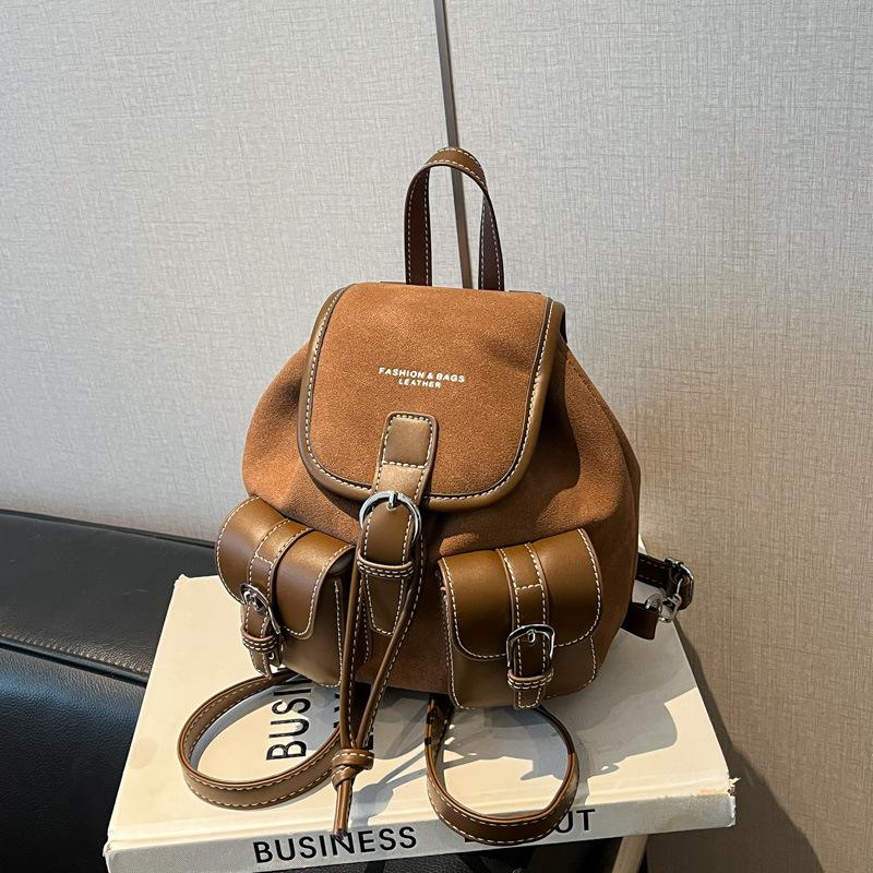 Retro Casual Backpack Women's New Fashion Contrasting Colors Niche Handbag Versatile Small Backpack