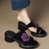 Women Slippers Flower Heeled Sandals New Summer Shoes 2025 Designer Chunky Dress Party Woman Pumps Slingabck Sandalias