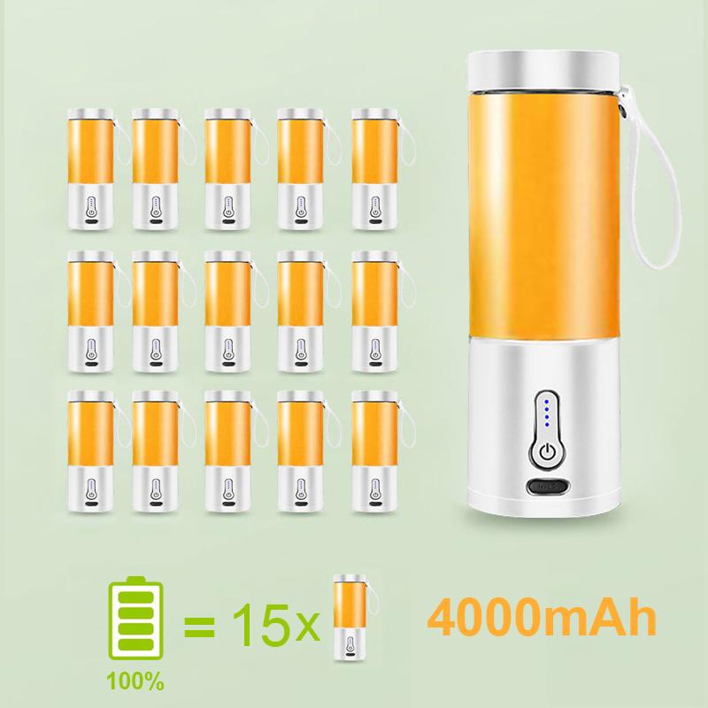 Licuadora eléctrica de 530 ml, mini licuadora USB para frutas, extractor de frutas, batidora multifunción