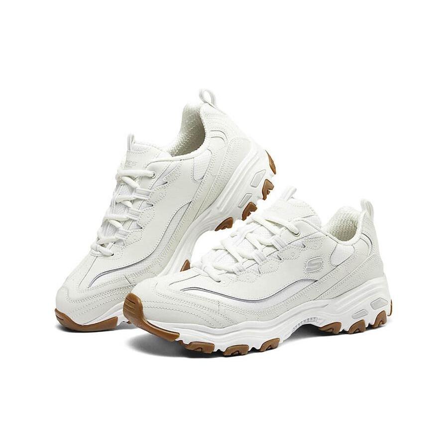 Skechers D'Lites 1.0 Textile, Synthetic Leather, Split Cow Leather Comfortable Men's 52675-OFWT
