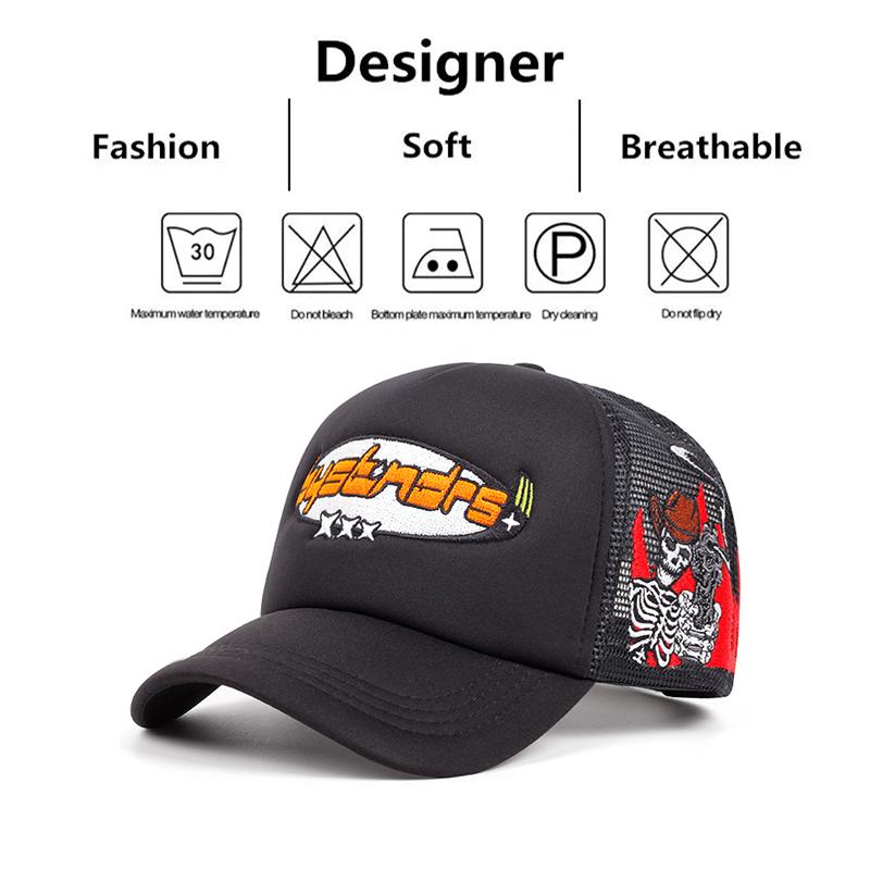 Fashion Letter Embroidered Cap Men Adjustable Three Star Skeleton Gunner Hip Hop Baseball Cap For Unisex Outdoor Sun Hat