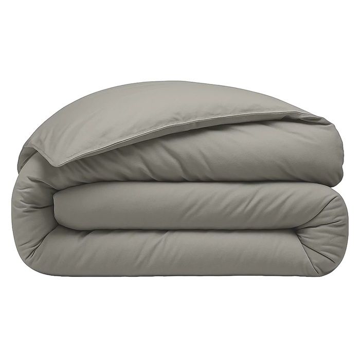 Housse de couette - 220 x 240 cm - Percale de coton lavé - Gris perle - Hypoallergénique