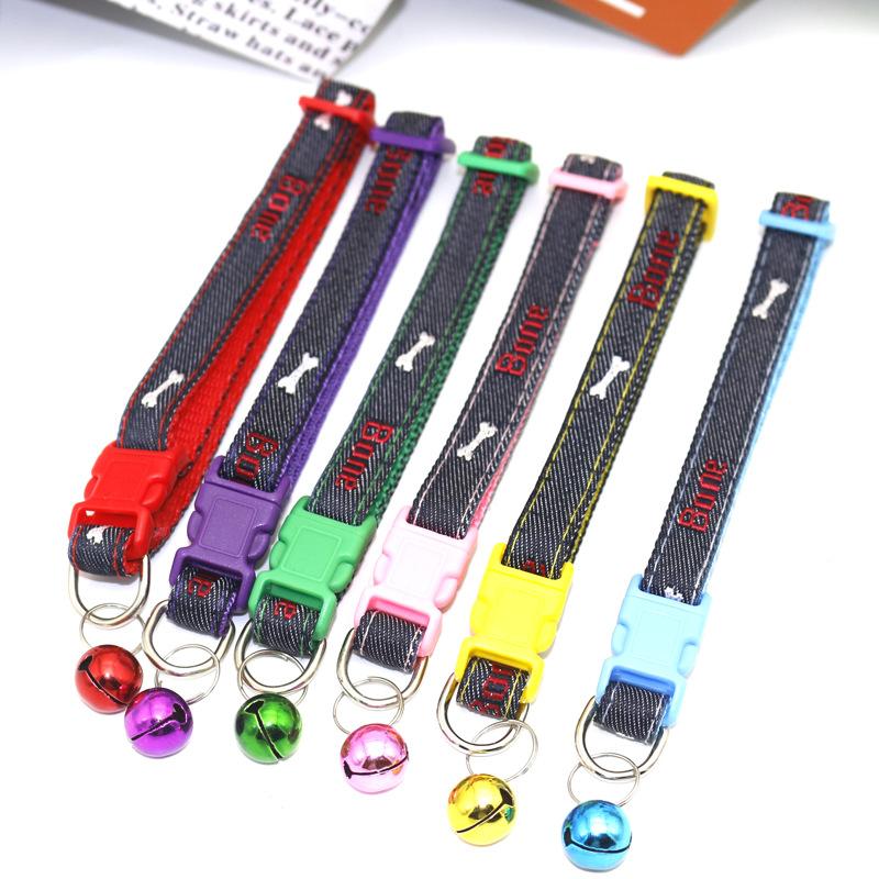 Pet Denim Collar Pet Bell Collar Cat Collar Dog Collar Applique Collar Jewelry
