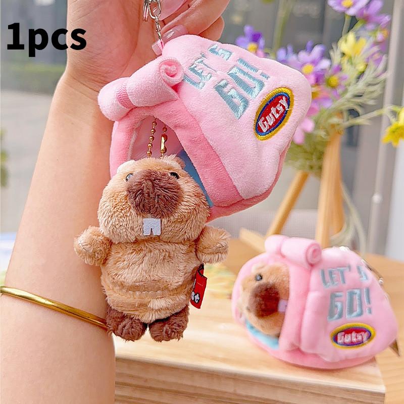 Keychain Plush Marmot Toy Stuffed Doll Backpack Pendant Decoration Kids Gift