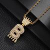 TEMU Hot Selling Fashion Versatile Crown Copper Set with Zircon, 26 English Letter Pendant Necklace, Unisex, Small Market