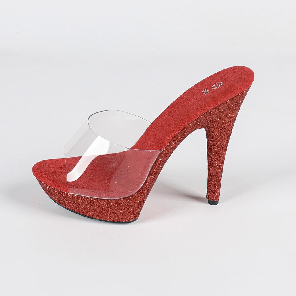 High-heeled Sandals Women's 2025 Summer New Thin-heeled Waterproof Table Rhinestone Model Catwalk Dress Shoes 13CM LFD-1099-Q9