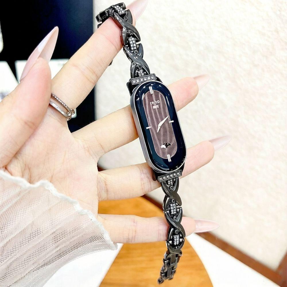 Metal Diamond Watch Band for Mi Band 8 9 10 Detachable Women Slim Dressy Strap for Mi Band 8Pro 9Pro Redmi Watch 4 5 6 Correas
