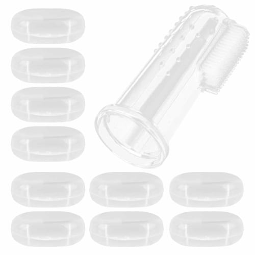10 Finger Toothbrushes for Toddlers, with Box, Transparent Shell