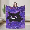 Anime Gengar Dark Pattern Blankets Quality Warm Pokemoned Throw Blanket Spring Decorative Bedroom Print Bedspread