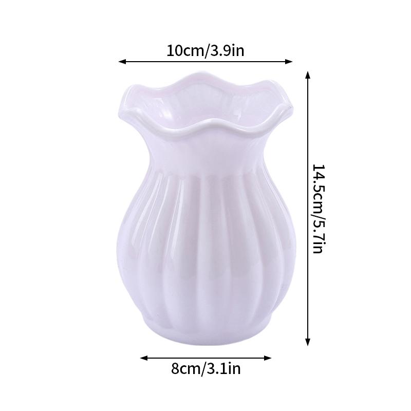 Imitation Ceramic Flower Vase Nordic Solid Color Plastic Dried Plants Vase Flower Arrangement Container Home Living Room Decor