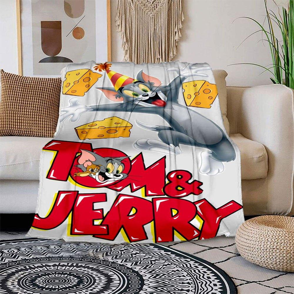 Tom & Jerry Phone Case CoverBlanket Flannel Throw Blanket for Sofa, Bed, Travel, Camping, Office