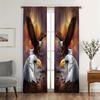 1Set/2pcs Eagle Background Curtains Print, Fashion Animal Printing Window Treatments, Rod Pocket Machine Washable Window Drapes