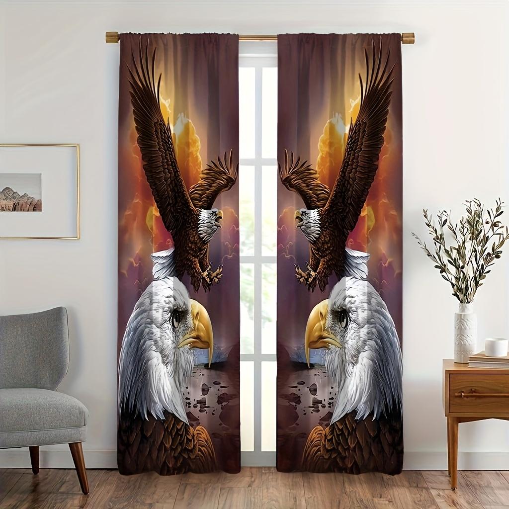 

1 комплект/2 шт. Принтованные шторы с фоном в виде орла, Модные шторы для окон с принтом животных, Карман для штанги, Машинная стирка 150x166