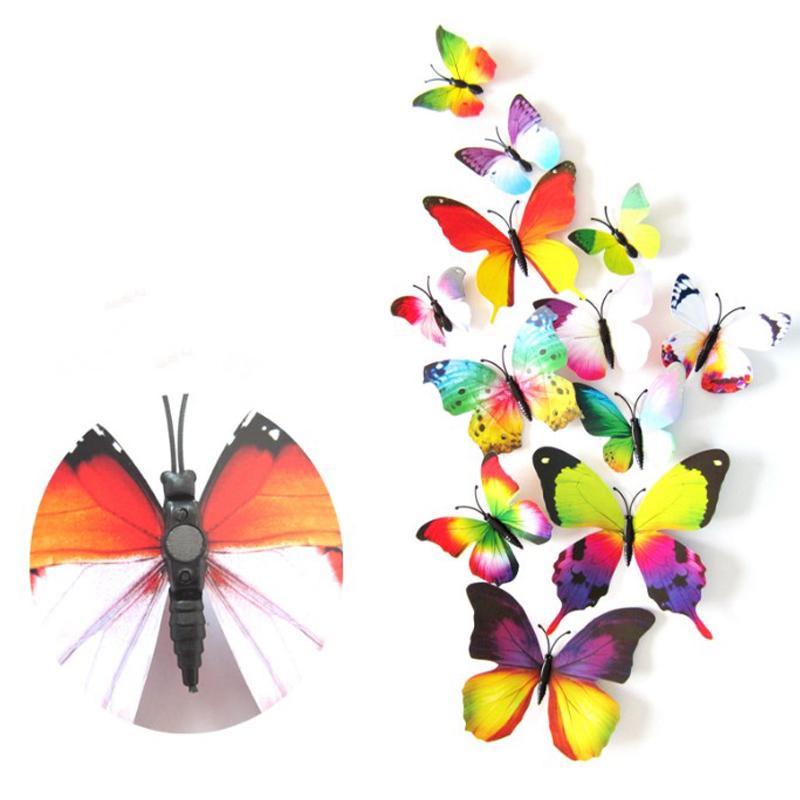 12pcs/Set Colorful 3D Butterflies Wall Sticker Beautiful Butterfly Sticker with Magnet for Kid Room Wall Decals Home Decoration