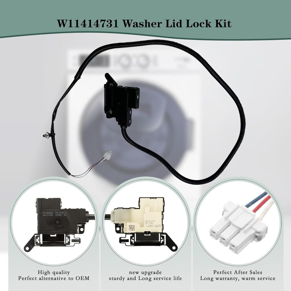 Washer Latch Assembly Plastic W11414731 Efficient for Various Models Ensuring Secure Operation Washer Maintenance