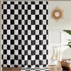 72x72inch Checkerboard Retro Pattern Waterproof Shower Curtain Bathroom For