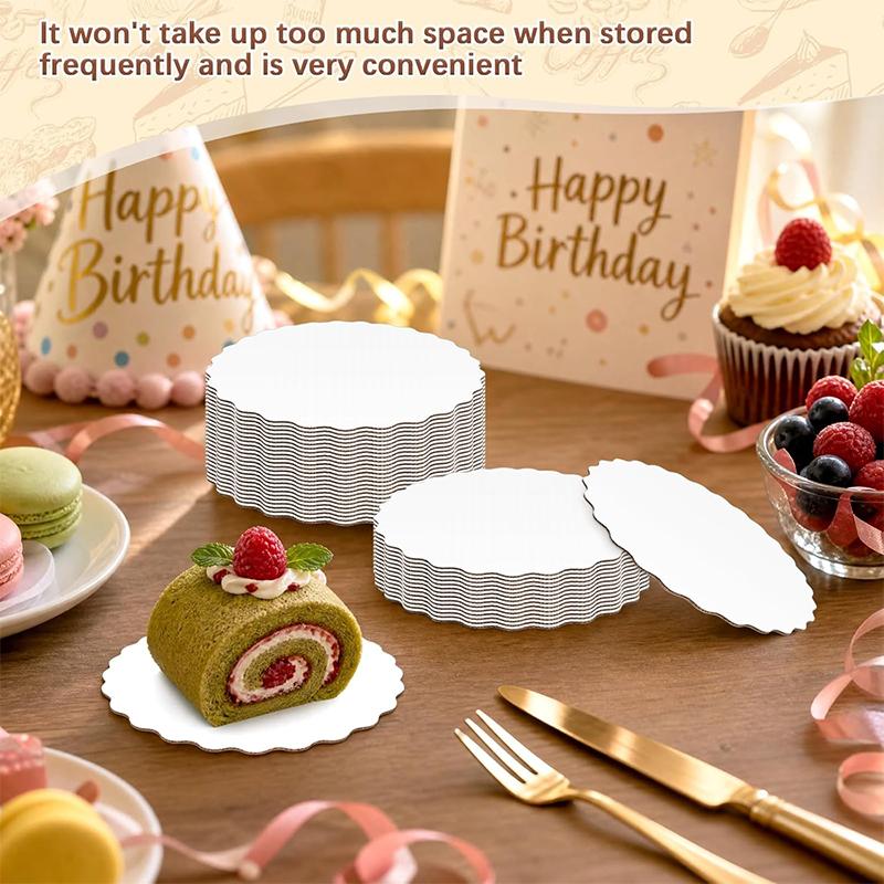 20PCS White Round Wavy Edge Cake Boards 6/8/10/12inch Food-Grade Disposable Corrugated Cake Circles Base Trays Cake Plates