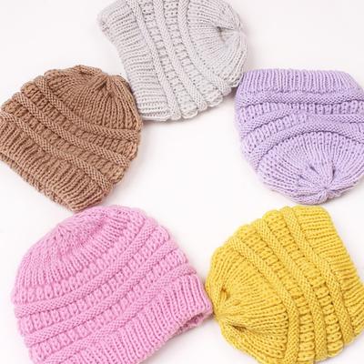 New Children's Knitted Hats, Autumn and Winter Warm Candy-colored Baby Boys and Girls Baby Wool Hats