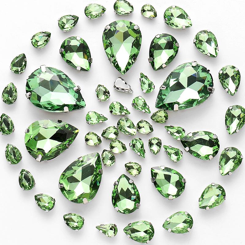 50pcs Hand-Sewn Water Drop Rhinestones: Colored Crystal Glass for DIY Wedding Dress and Clothing Accessories