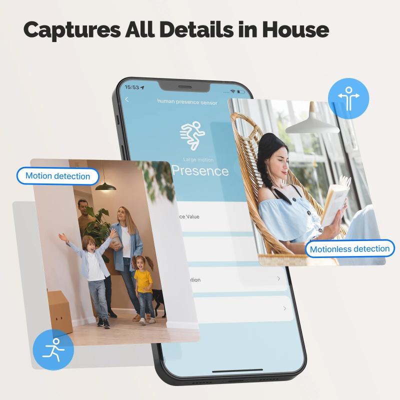 1 Stück MOES Tuya ZigBee Smart Radar 24GHz mmWave Drahtloser Menschliche Anwesenheit PIR Sensor App Fernüberwachung Bewegung & Bewegungslos Erkennung