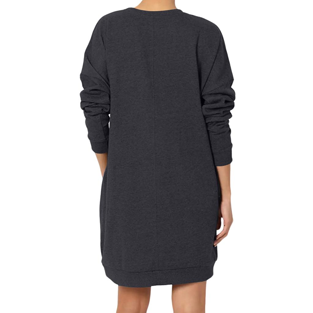 Women's Solid Color V-neck Top Long Sleeved Loose Top