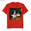 Border Collie Drinking Beer Funny Dog Meme Tshirt for Unisex Women  Cotton T Shirts Short Sleeve Tops P