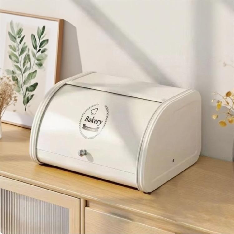 Retro Iron Breads Box with Roll Top Cover Kitchen Decoration Large Capacity Food Safe Storage for Artisanal Loaves