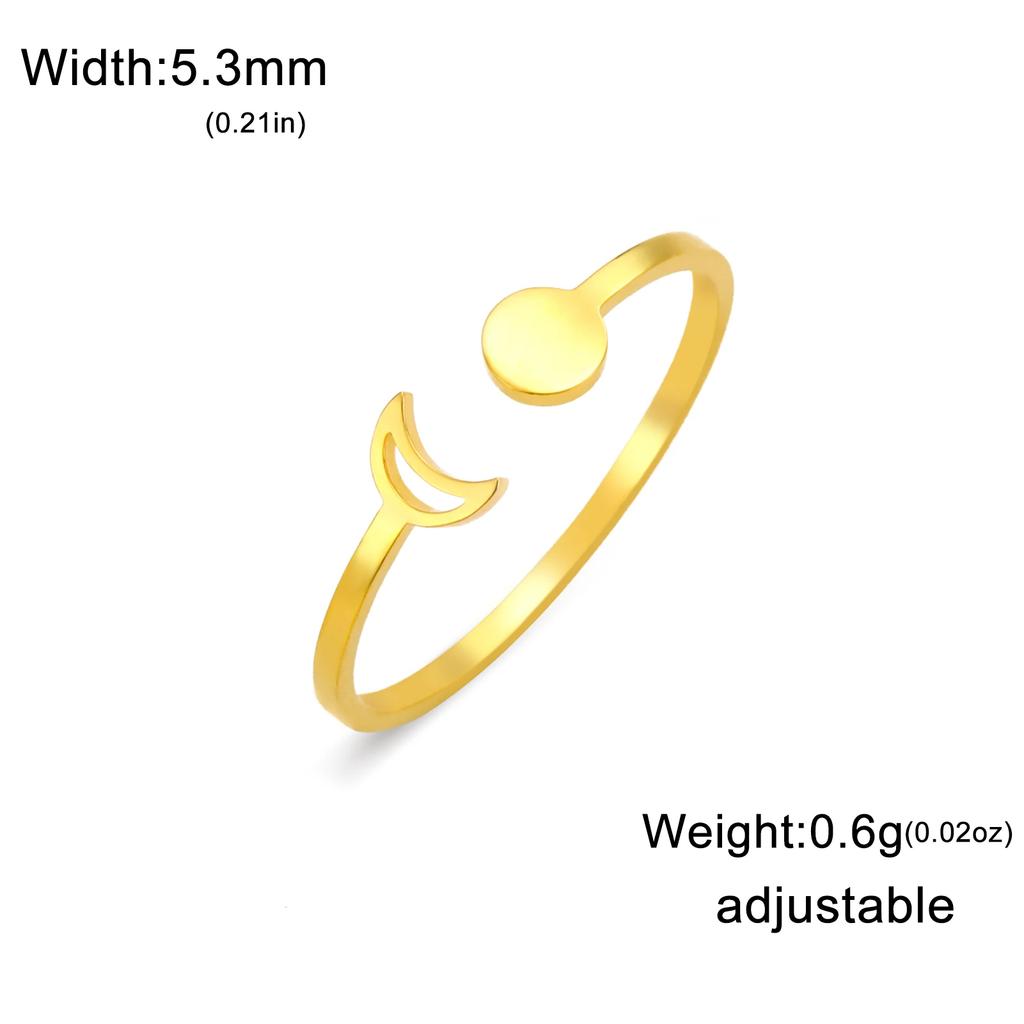 Cazador Crescent Moon Full Moon Rings for Women Stainless Steel Open Finger Rings 2025 Trend Jewelry Birthday Gift Wholesale