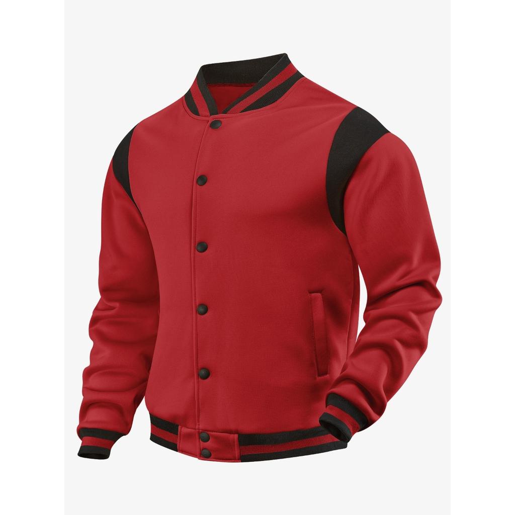 Giacca Casual da Uomo, Giacca Sportiva, Cardigan di Velluto, Top Spliced con Collo Rialzato, Giacca da Baseball