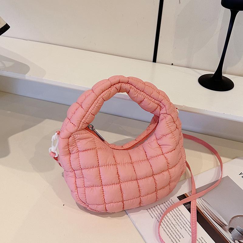 Women's Lightweight Cloud Bubble Crossbody Bag - Luxury Grid, Exquisite Dumpling Design