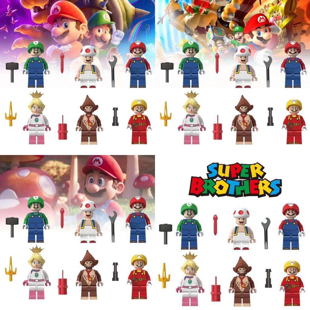 Colorful Mario Brothers Action Figures Abs Plastic Building Blocks Set