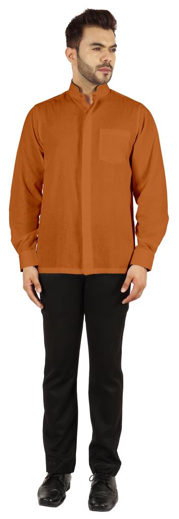 BestMan Pevná pánská košile s dlouhým rukávem pro přední čínský límec s dvojitým knoflíkem