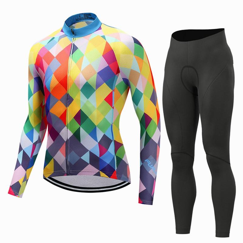 Mens Long Sleeve Cycling Jersey Shorts Set Mountain Bike Riding In