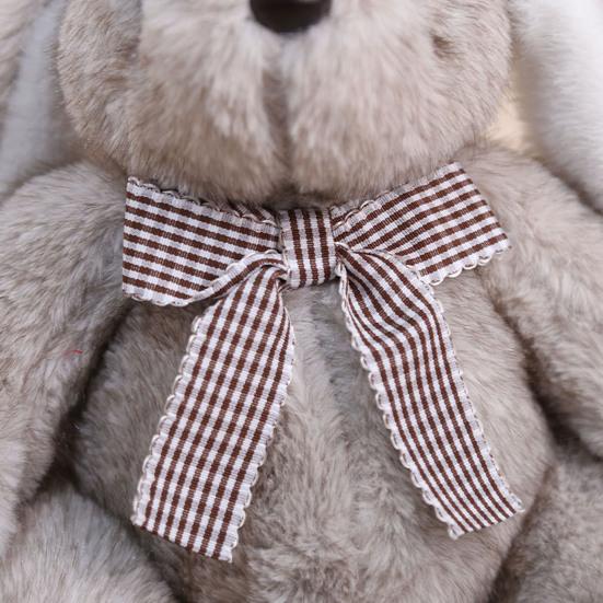 Huggable Plush Bunny Toy Stuffed Plaid Bow Rabbit Plushie Simulation Animal Doll Home Living Room Bedroom Decoration Birthday Gift