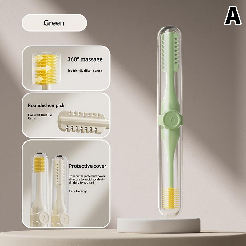 [JN] 1pcs Double Ended Nose Silicone Brush Manual Nose Hair Trimmer Portable Hair Scraper Shaving Nose Hair Ear Pick Tool