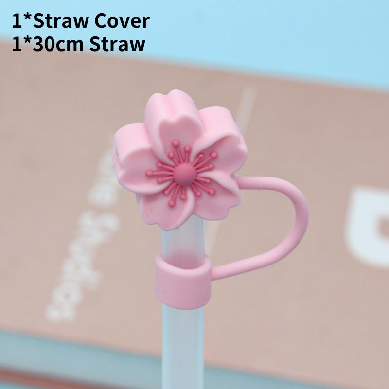 Straw Flower Silicone Cover Straw Cap Dustproof Reusable Stoppers Color Solid