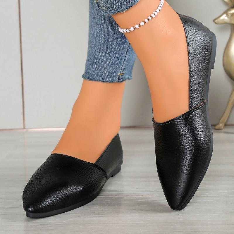 Simple Soft-soled Soft-faced Flat Shoes Autumn New Pointed Toe Mid-mouth Non-slip Wear-resistant Low-top Single Shoes