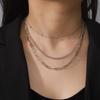 Stainless Steel Three Layers Chain Necklace For Women Heart Lock Pendant Clavicle Necklaces Hip Hop Jewelry Gift
