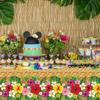 4 Pcs Hawaiian Luau Tablecloths Hawaiian Luau Table Cover Tropical Palm Leaves Tablecloth 86 x 51 in Palm Leaves Table Cloth Baby Birthday Party