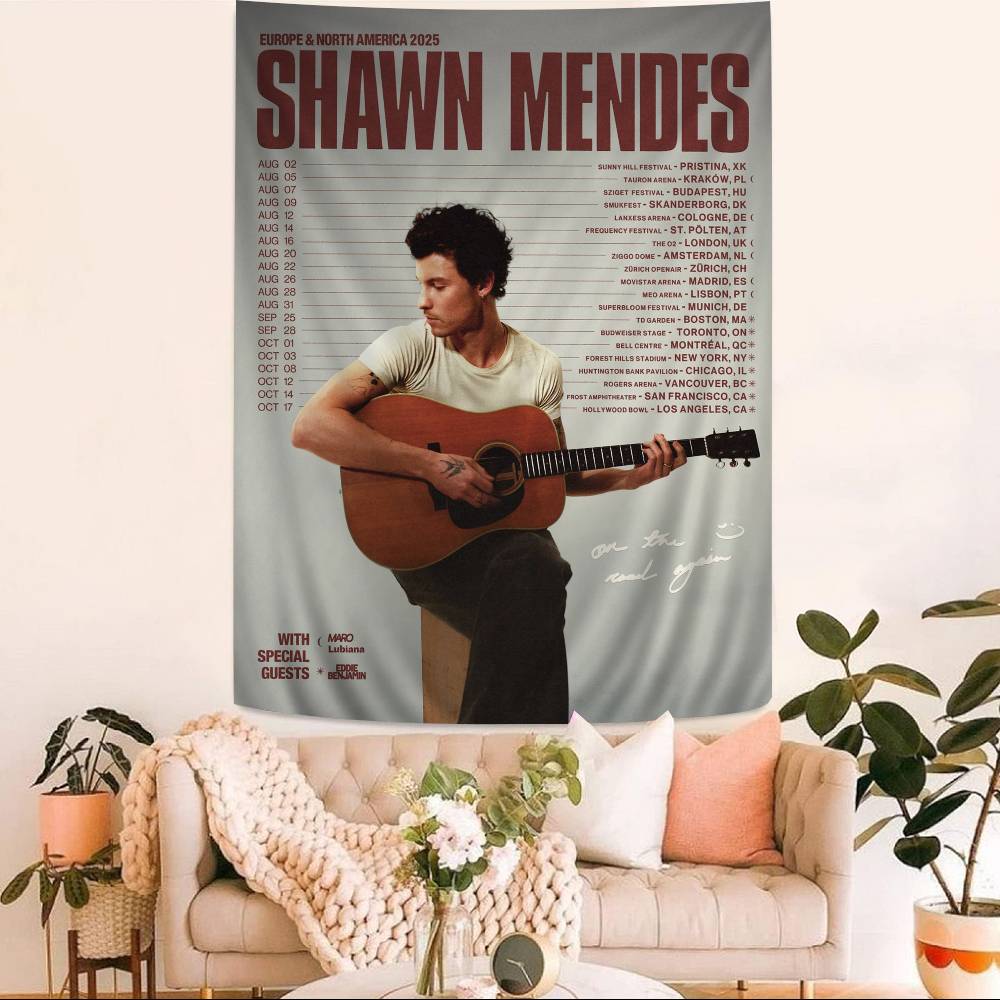 Classic Sshawn Mmendes Cartoon Tapestry Hippie Flower Wall Carpets Dorm Decor Art Home Decor