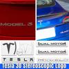 3D ABS Chrome Red Line Black Logo DUAL MOTOR Emblem Letters Car Styling Trunk Badge For Tesla 3 Y S X DUAL MOTOR Accessories