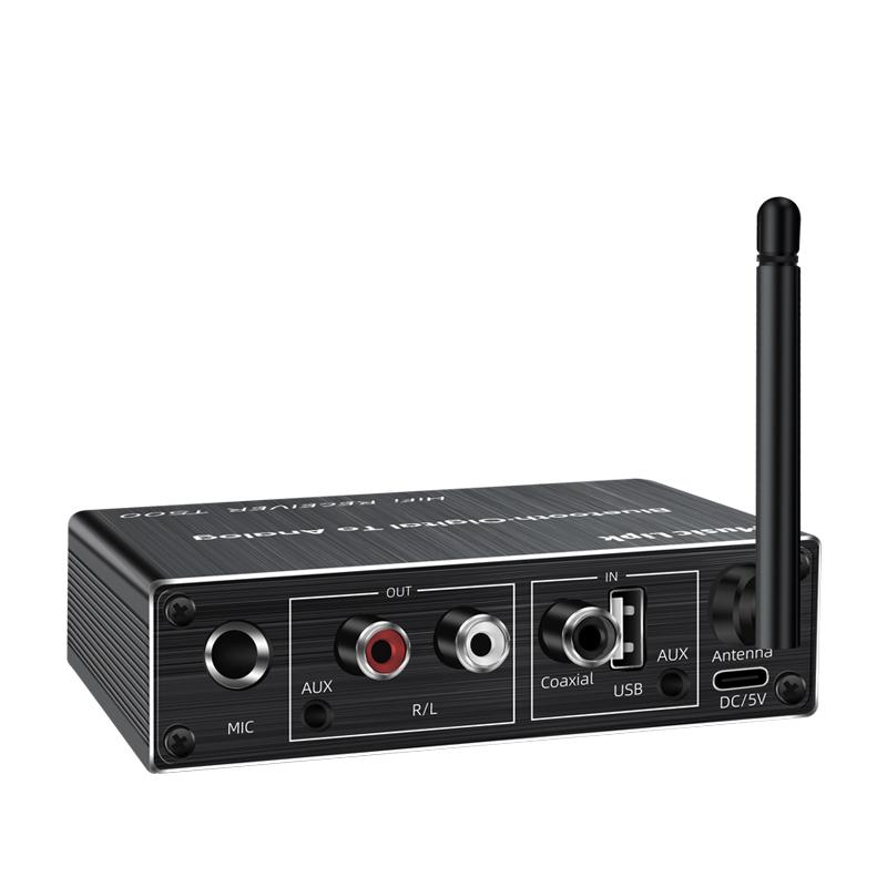 VAORLO Bluetooth 5.3 Audio Receiver+Coaxial DAC Converter+USB U-Disk Play+6.5 Micrphone Karaoke Wireless Adapter 3.5MM AUX RCA