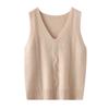Solid V Neck Cable Knit Vest, Casual Sleeveless Sweater For Spring & Fall, Women's Clothing